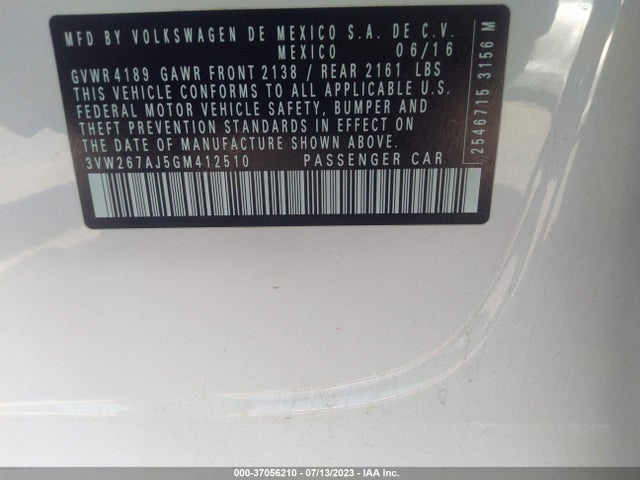 3VW267AJ5GM412510 Volkswagen Jetta Sedan 1.4t S