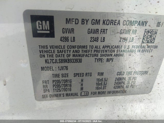 Chevrolet Trax Lt 2019 KL7CJLSB9KB933930 Image 9