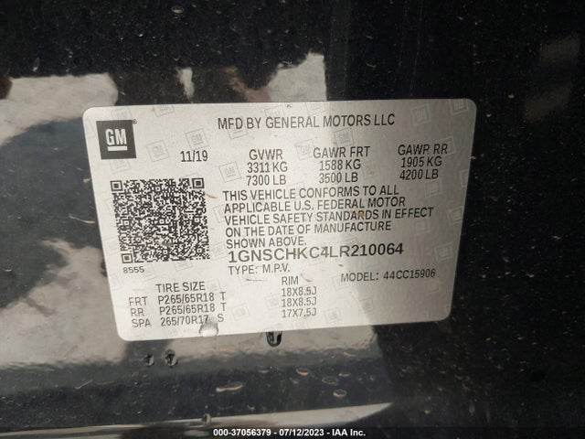 Chevrolet Suburban Lt 2020 1GNSCHKC4LR210064 Image 9