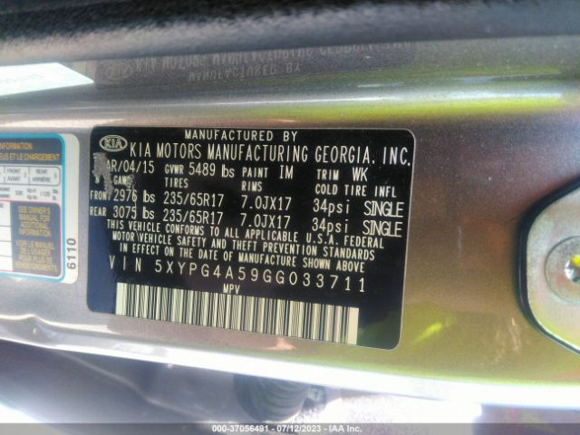 5XYPG4A59GG033711 KIA SORENTO LX