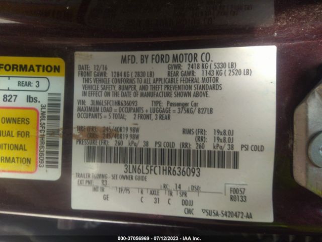 3LN6L5FC1HR636093 Lincoln Mkz Reserve