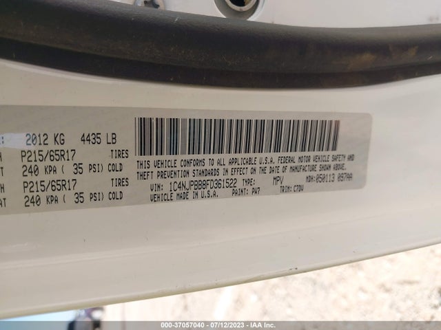 1C4NJPBB8FD361522 Jeep Patriot Sport