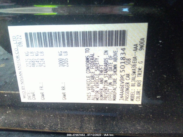 2023 Nissan Maxima, VIN: 1N4AA6EV0PC501834