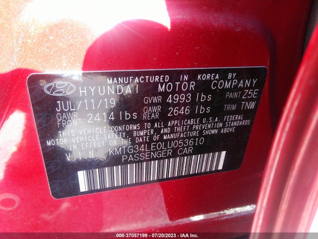 2020 Genesis G70, VIN: KMTG34LE0LU053610