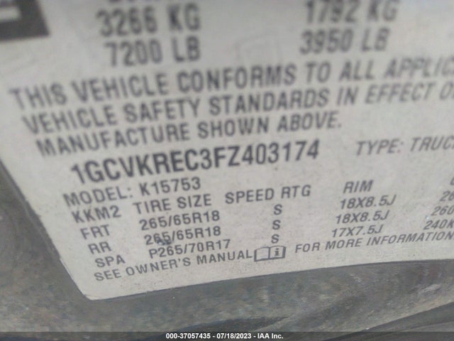 Chevrolet Silverado 1500 Lt 2015 1GCVKREC3FZ403174 Image 9