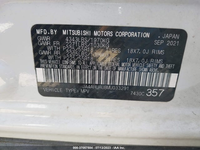 JA4ARUAU8MU033291 Mitsubishi Outlander Sport Es/se/le/be