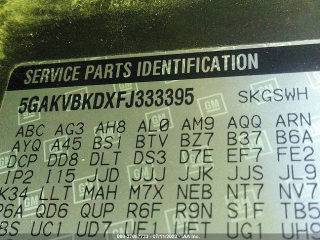 5GAKVBKDXFJ333395 Buick Enclave Leather