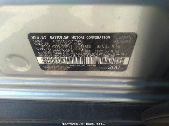 JA4AZ3A39GZ063361 Mitsubishi Outlander Se/sel/es