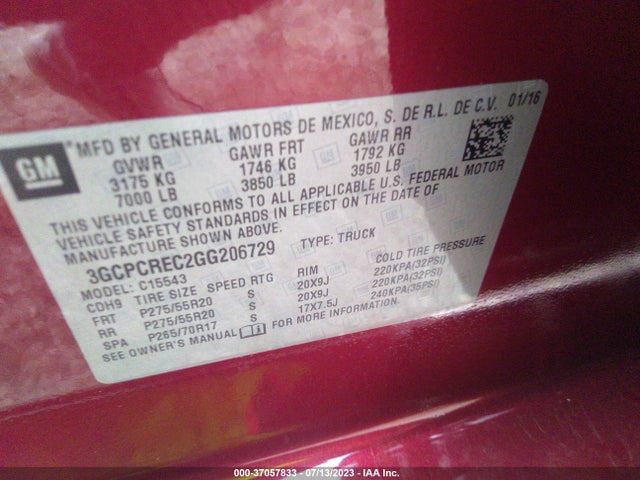 Chevrolet Silverado 1500 Lt 2016 3GCPCREC2GG206729 Image 9