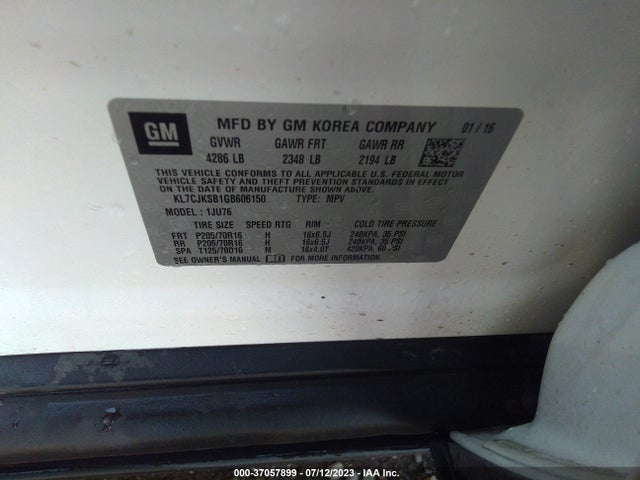 Chevrolet TRAX LS 2016 KL7CJKSB1GB606150 Image 9