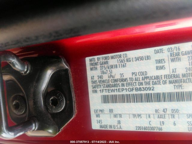 1FTEW1EP1GFB83092 Ford F-150 Xlt/xl/lariat