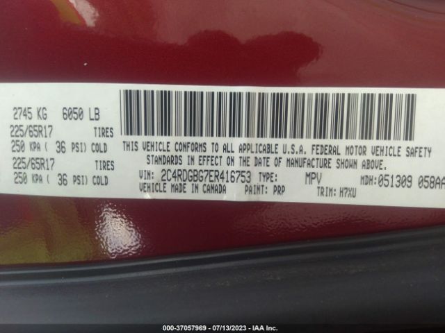 2C4RDGBG7ER416753 Dodge Grand Caravan American Value Pkg