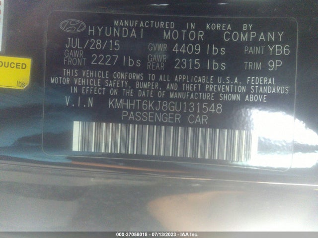 Hyundai Genesis Coupe 3.8l Base 2016 KMHHT6KJ8GU131548 Image 9