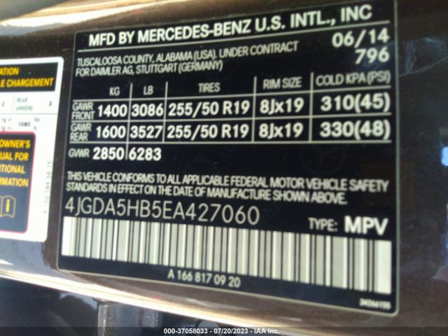 4JGDA5HB5EA427060 Mercedes-Benz M-class Ml 350