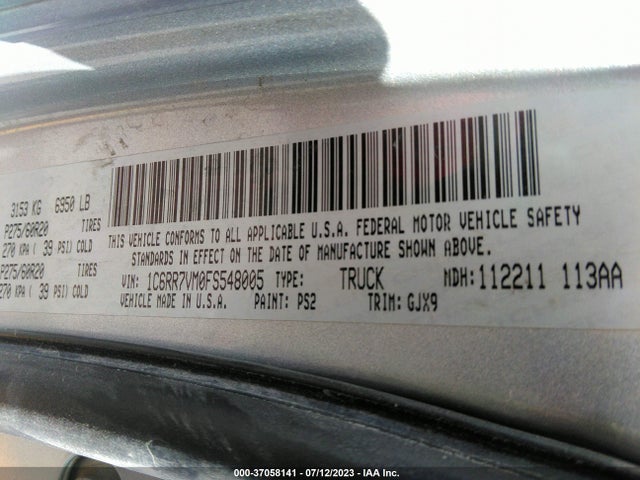1C6RR7VM0FS548005 RAM 1500 Laramie