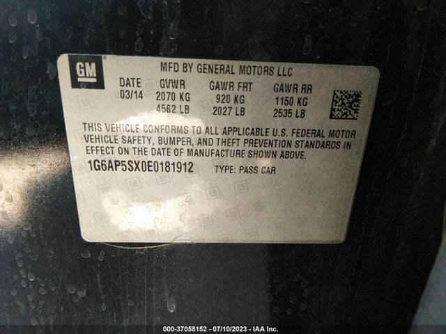1G6AP5SX0E0181912 Cadillac Cts Sedan Rwd