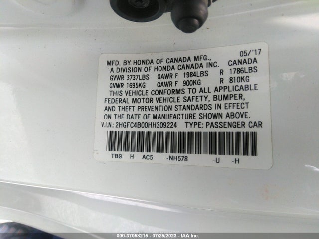 Honda Civic Coupe Lx-p 2017 2HGFC4B00HH309224 Image 9