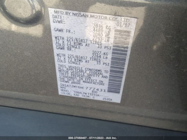5N1AT2MT6HC777431 Nissan ROGUE S