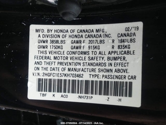 Honda CIVIC SI SEDAN 2019 2HGFC1E57KH703462 Image 9