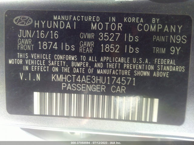 Hyundai ACCENT SE 2017 KMHCT4AE3HU174571 Image 11
