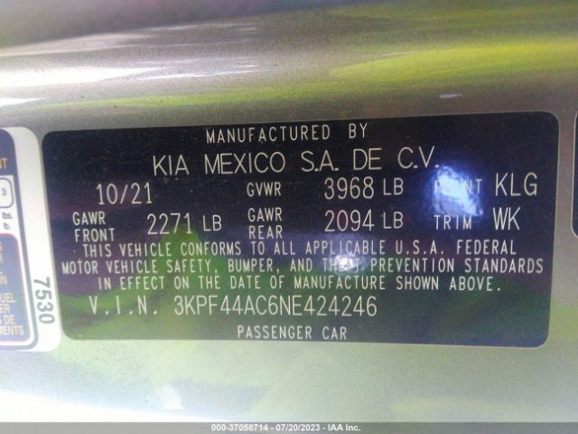 3KPF44AC6NE424246 KIA FORTE GT