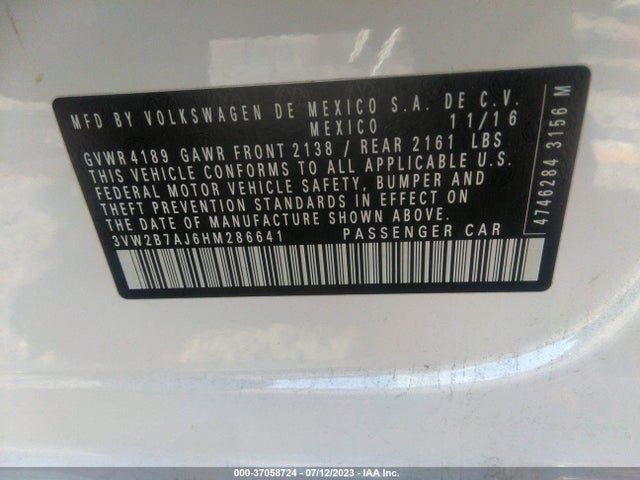 3VW2B7AJ6HM286641 Volkswagen Jetta 1.4t S