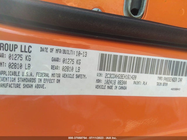Aukcja sprzedaży 2014 Dodge Charger Sxt, vin: 2C3CDXHG9EH161420, numer aukcji: 37058754