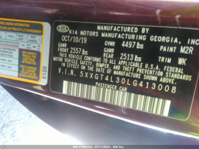 KIA Optima Lx 2020 5XXGT4L30LG413008 Image 9