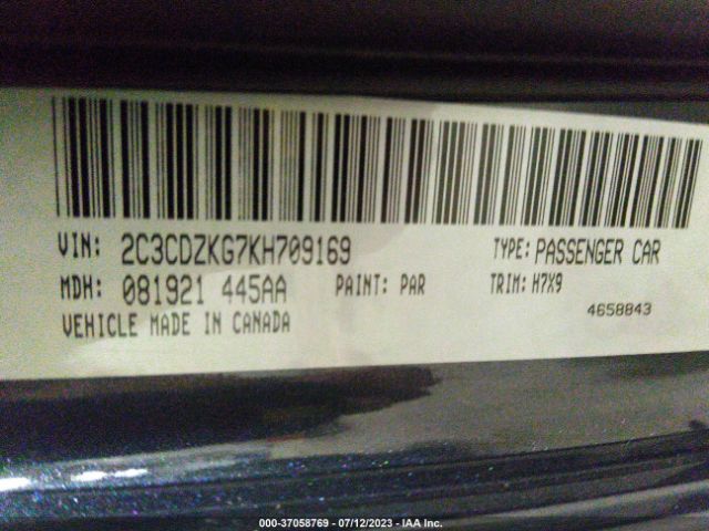 2C3CDZKG7KH709169 Dodge Challenger Gt