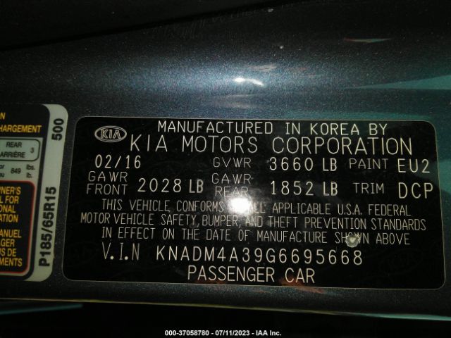 KNADM4A39G6695668 KIA RIO LX