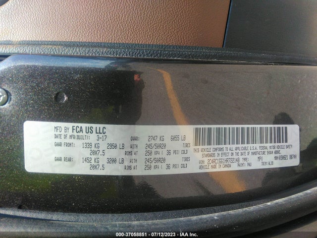 2C4RC1GG1HR722148 Chrysler Pacifica Limited