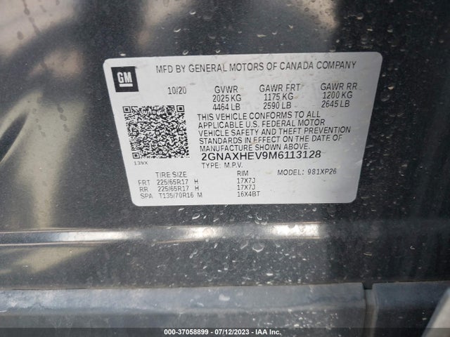 Chevrolet EQUINOX LS 2021 2GNAXHEV9M6113128 Image 9