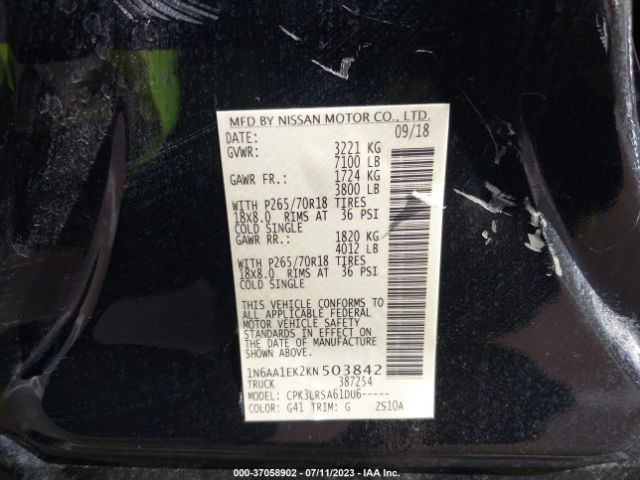 1N6AA1EK2KN503842 Nissan TITAN S