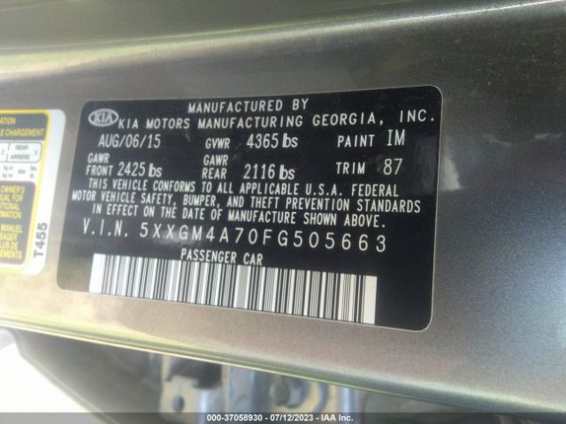 5XXGM4A70FG505663 KIA Optima Lx