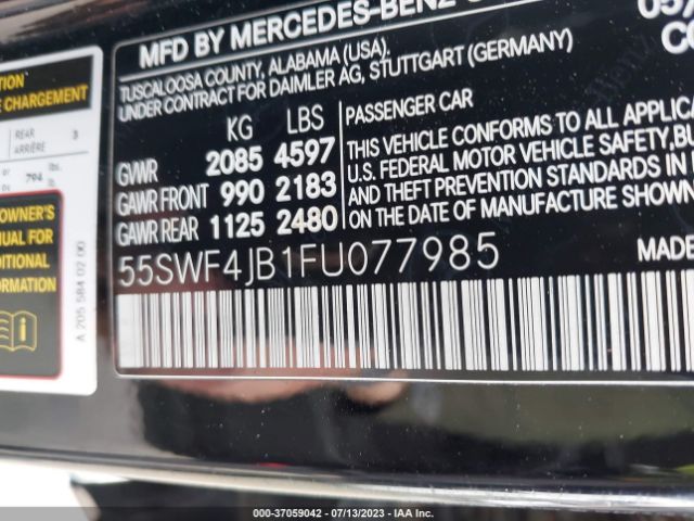 55SWF4JB1FU077985 Mercedes-Benz C-class C 300