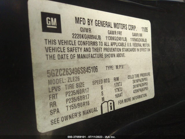 Aukcja sprzedaży 2006 Saturn Vue, vin: 5GZCZ63496S845106, numer aukcji: 37059101