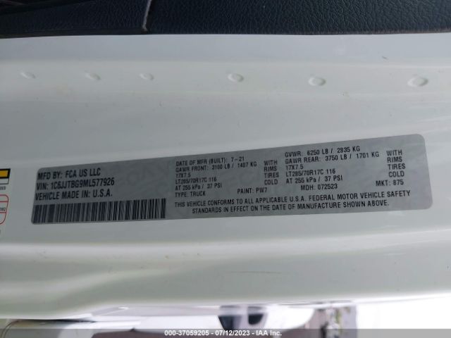 1C6JJTBG9ML577926 Jeep Gladiator Rubicon
