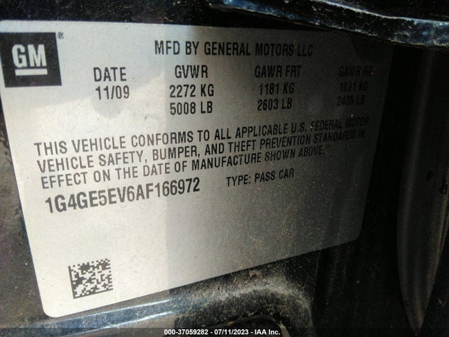 2010 BUICK LACROSSE CXS VIN: 1G4GE5EV6AF166972