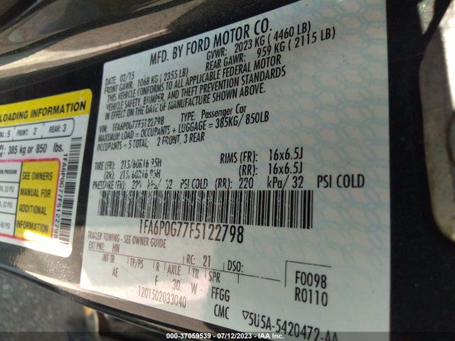 Ford FUSION S 2015 1FA6P0G77F5122798 Image 9