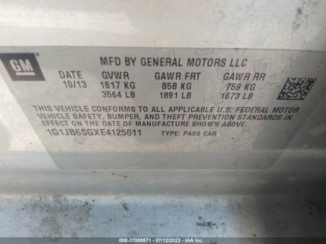 Chevrolet SONIC LS 2014 1G1JB6SGXE4125611 Image 9