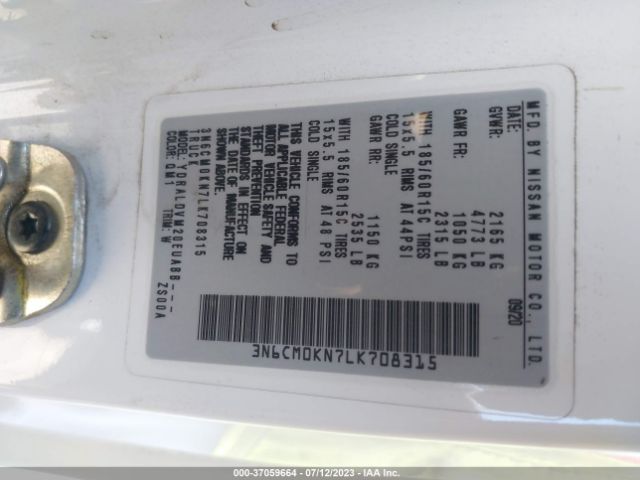 3N6CM0KN7LK708315 Nissan Nv200 Compact Cargo S