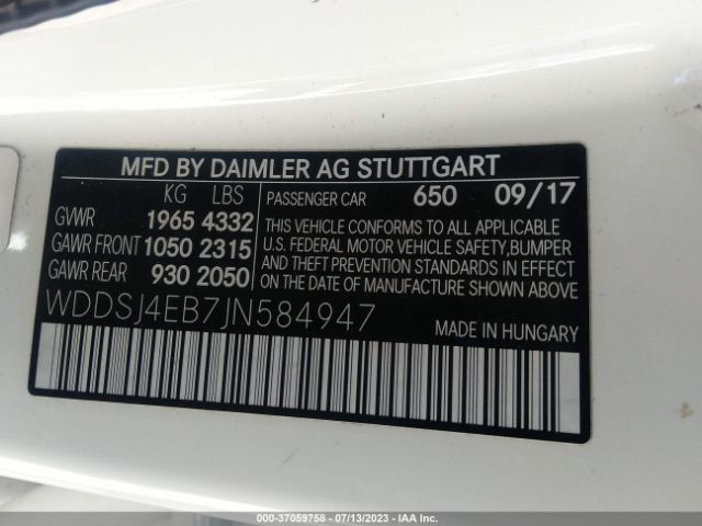 WDDSJ4EB7JN584947 Mercedes-Benz Cla Cla 250