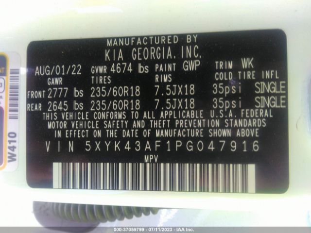 5XYK43AF1PG047916 KIA Sportage Sx