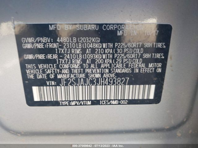 JF2SJAJC3JH493827 Subaru Forester Limited