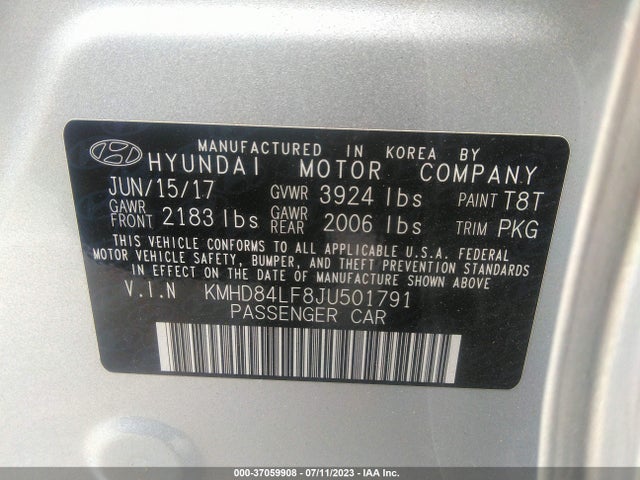 Hyundai Elantra Value Edition 2018 KMHD84LF8JU501791 Image 9