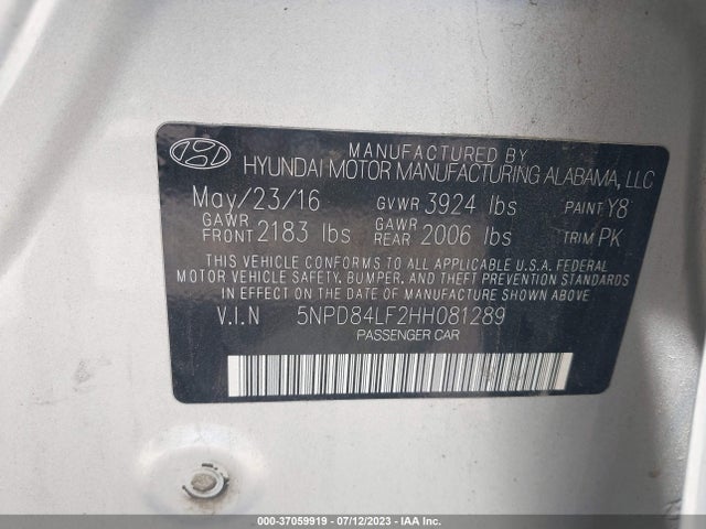 Hyundai ELANTRA SE 2017 5NPD84LF2HH081289 Image 15