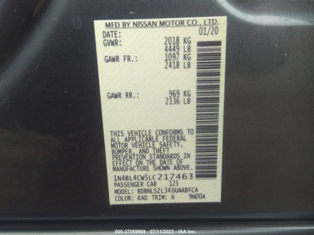 1N4BL4CW5LC217463 Nissan Altima 2.5 Sr