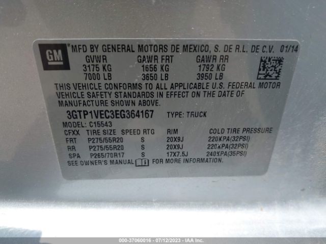 3GTP1VEC3EG364167 GMC Sierra 1500 Slt