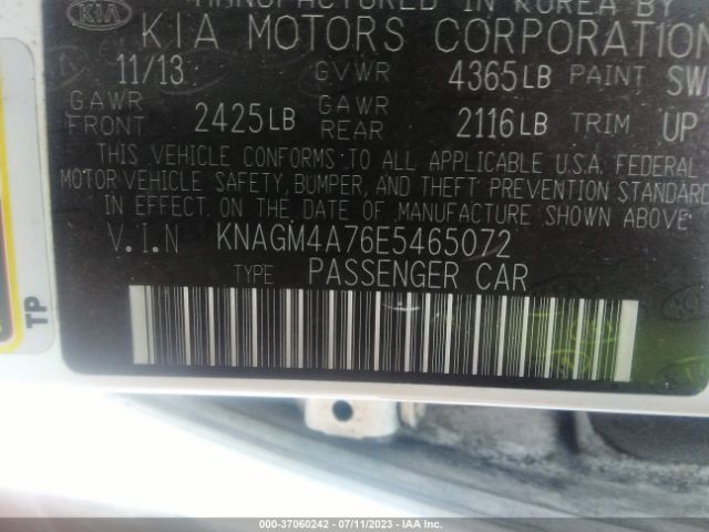 KNAGM4A76E5465072 KIA Optima Lx
