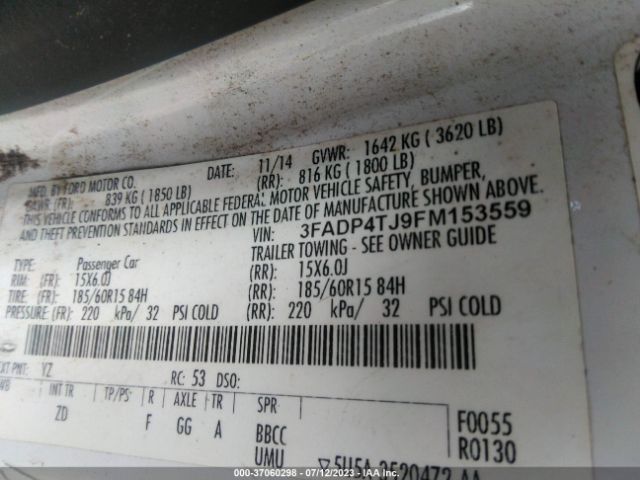 3FADP4TJ9FM153559 Ford FIESTA S